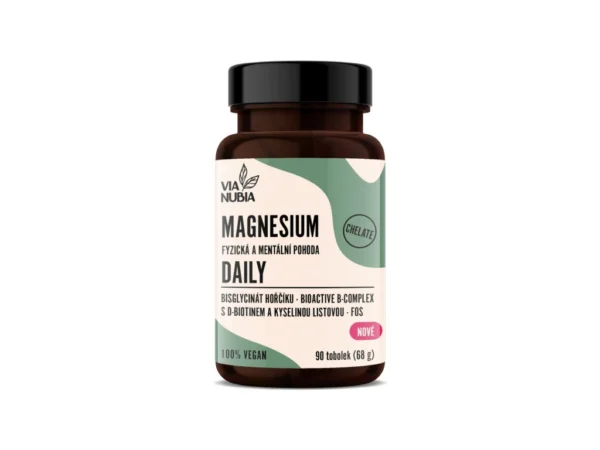 ViaNubia MAGNESIUM DAILY Bisglycinate + FOS + Bio Active B-Complex, 90 kapslí