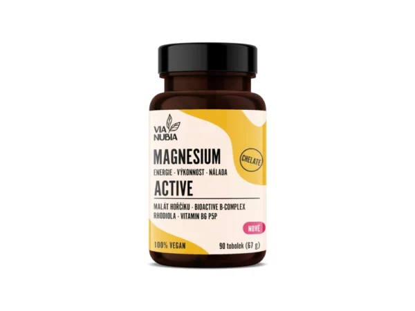 ViaNubia MAGNESIUM ACTIVE Malate + Rhodiola + BioActive B-Complex + B6 P5P, 90 kapslí
